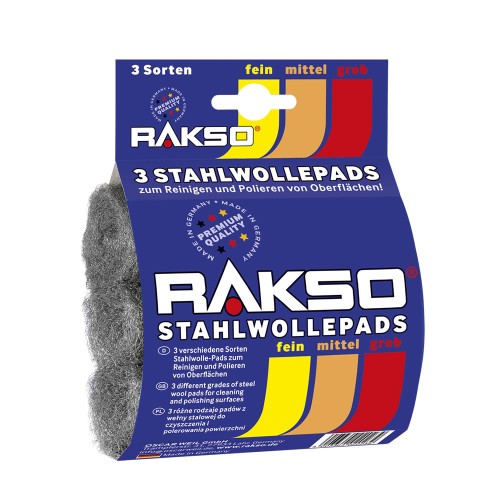 RAKSO Tampons de laine d'acier - Fins Moyens Grossiers